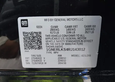 2024 Chevrolet Traverse Fwd Rs from USA, damaged, VIN 1GNERLKS4RJ143012